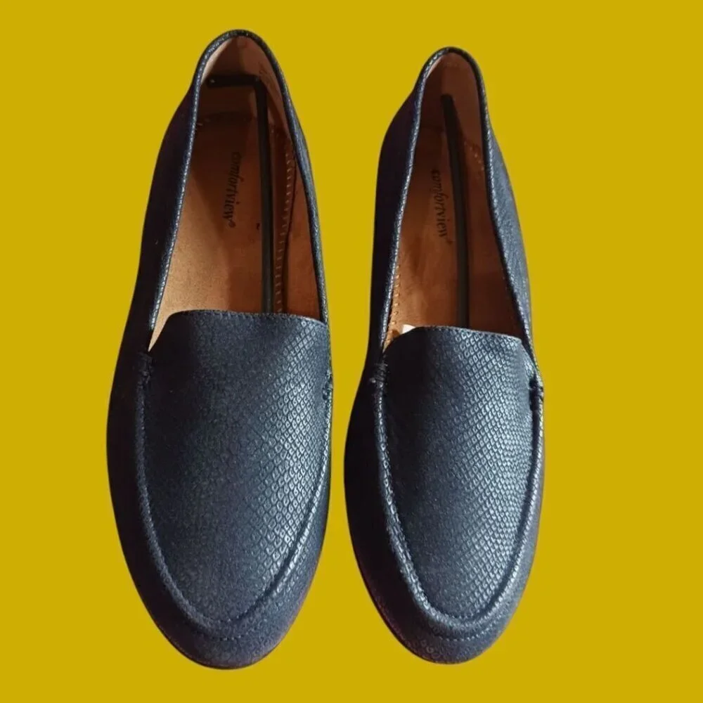 Comfortview Womens Loafers Slip-On Shoes Blue Navy Size 10W